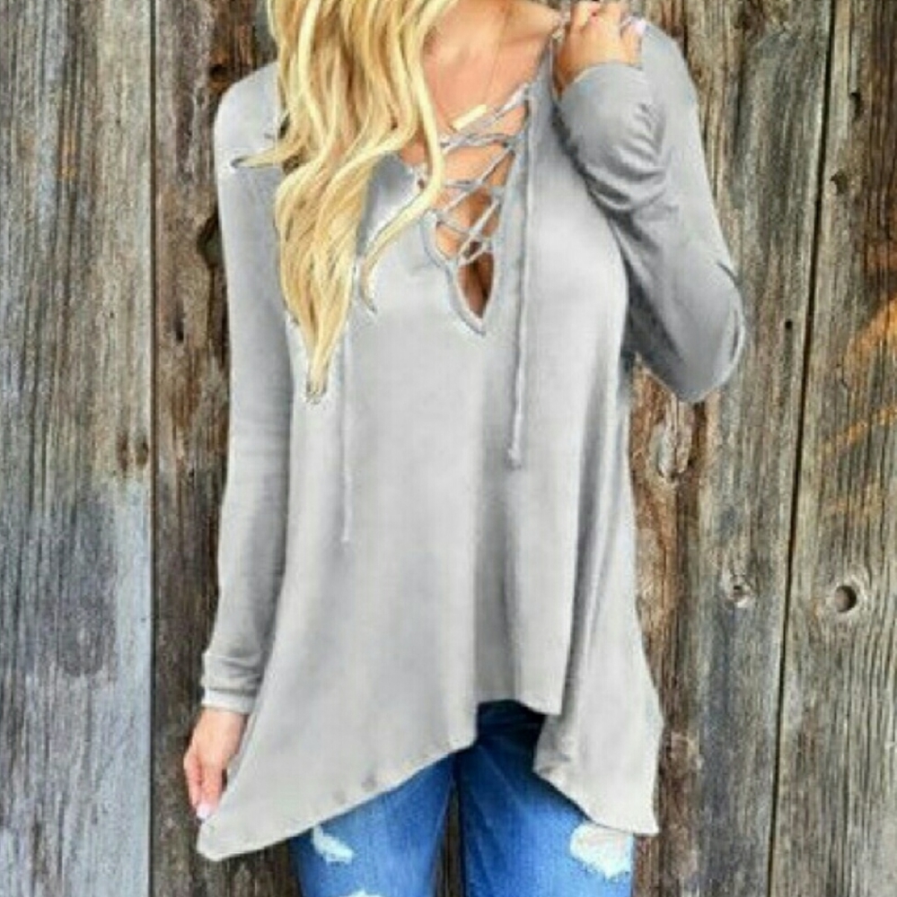 lace up hoodie top NWOT